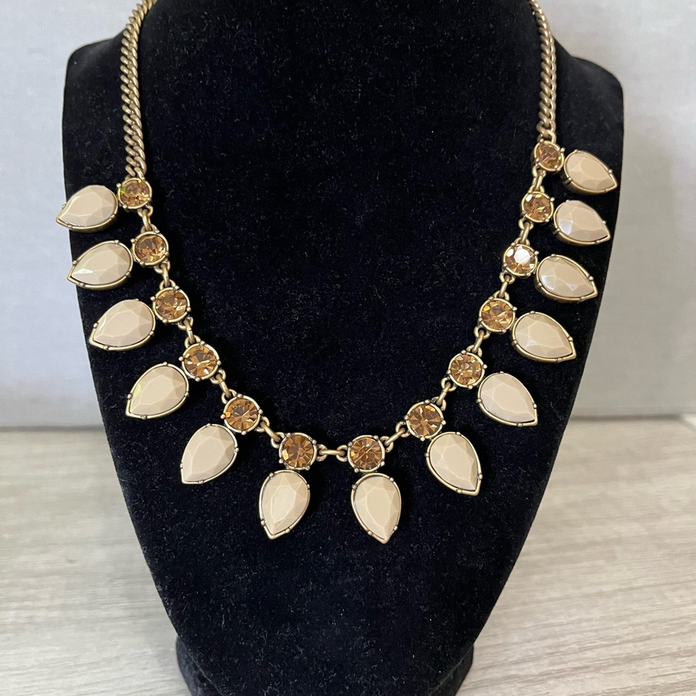 J. Crew Taupe and Chocolate Rhinestone Necklace